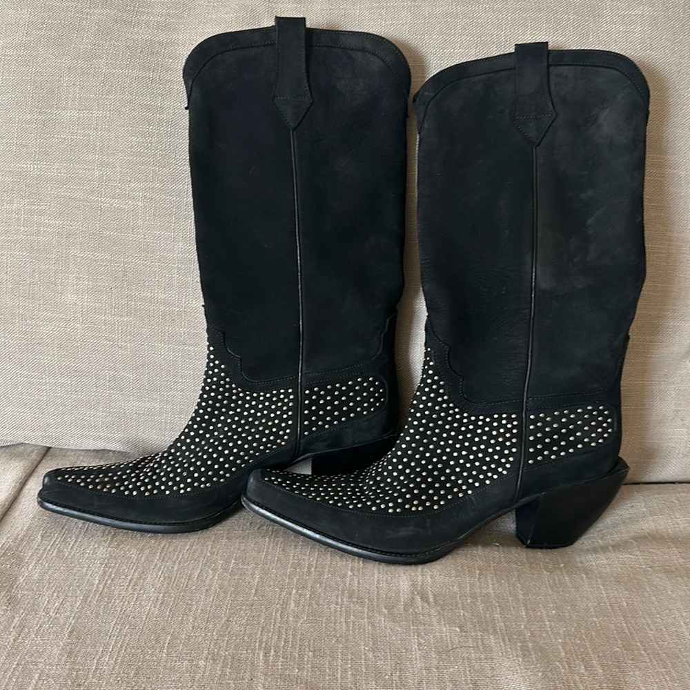 Donald J Pliner - Western Couture Collection - Nubuck Suede Studded Boots - 10 N